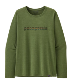 T-Shirt Manches Longues Patagonia Femme CapCool Daily Graphic Shirt 73 Text Logo Terrain Green X-Dy