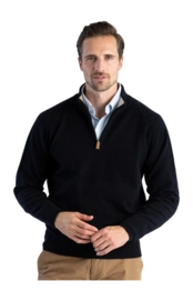 Vest William Lockie Men Leven Zip Neck Contrast Collar Navy Cobble
