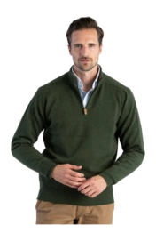 Pullover William Lockie Leven Zip Neck Contrast Collar Herren Rosemary Driftwood