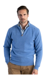 Pullover William Lockie Leven Zip Neck Contrast Collar Herren Surf Flannel