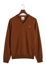 Trui GANT Men Superfine Lambswool V-Neck Cacao