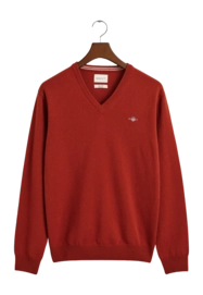 Trui GANT Men Superfine Lambswool V-Neck Iron Red