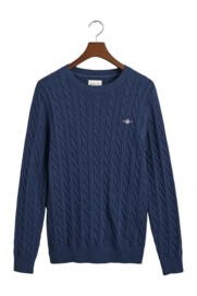 Trui GANT Men Cotton Cable C-Neck Dark Jeansblue Melange
