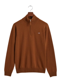 Jumper GANT Men Superfine Lambswool Half Zip Cacao