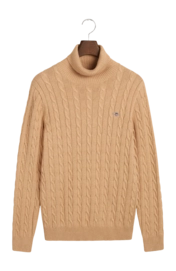 Trui GANT Men Cotton Cable Turtle Neck Khaki Mel