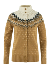 Vest Fjällräven Women Övik Knit Cardigan Buckwheat Brown Chalk White
