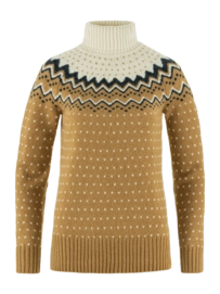 Trui Fjällräven Women Övik Knit Roller Neck Buckwheat Brown Chalk White