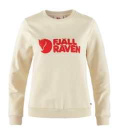 Pullover Fjällräven Logo Hoodie Damen Chalk White Flame Orange