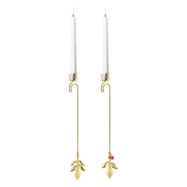 Kandelaar Georg Jensen Kerst Magnolia Blad Goud (2-delig)