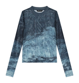 Longsleeve Olaf Hussein Women Script AOP Mesh Top Dark Teal