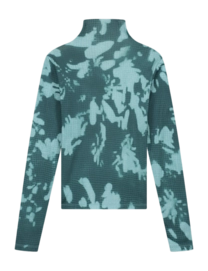 Longsleeve Olaf Hussein Women Floral Mock Neck Top Dark Teal