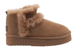Boots Warmbat Women Durack Suede Double Faced Plateau Wool Camel