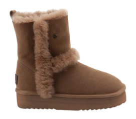Boots Warmbat Women Kangaroo Suede Double Faced Plateau Wool Camel