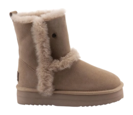 Boots Warmbat Women Kangaroo Suede Double Faced Plateau Wool Stone