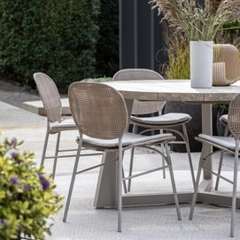 2023 M&L fibre aluminium Ferron dining chair - aluminium aged teak Dylan table (2)