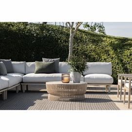 2023 M&L aged teak Rider lounge - fibre Vidor coffee table linen