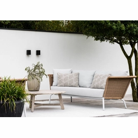 2023 M&L fibre aluminium Stanley lounge sofa - aged teak Alan coffee table