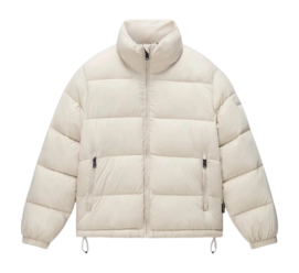 Puffer Jacket Napapijri Women A-Box Logo Beige Silver N90