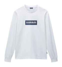 T-Shirt Napapijri S-Box Logo LS Herren White Heron