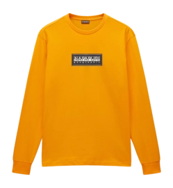 T-Shirt Napapijri S-Box Logo LS Herren Orange Marigold