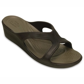 Slipper Crocs Sanrah Wedge Sandal Espresso Dames