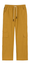 Broek OAS Men Mustard Cargo Linen Pants