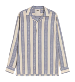 Hemd OAS Havana Viscose Long Sleeve Cream / Blue