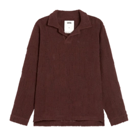 Poloshirt OAS Grot Crochet Long Sleeve Herren Burgundy