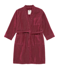 Badjas OAS Botanico Striped Velour Robe Rood Unisex