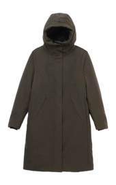 Veste Krakatau Femme Gaia Technical Fabric Long Parka Coffee Green
