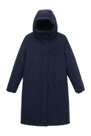 Veste Krakatau Femme Gaia Technical Fabric Long Parka Navy Blue