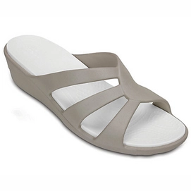 Sandaal Crocs Women's Sanrah Strappy Wedge Platinum