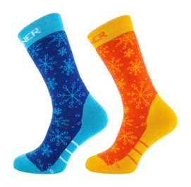 Ski Socks Sinner Kids Snow Double Pack Neon Orange/ Neon Blue