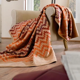 Jacquard Decke Ibena Solare Futura Bel Etage Orange/Camel