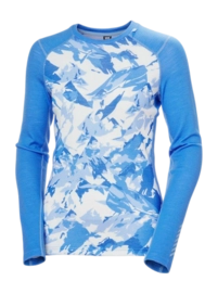 Undershirt Helly Hansen Women Lifa Merino Midweight Graphic Crew Ultra Blue Mountain Camo A