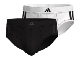Underwear Adidas Men Active Flex Cotton 3 Stripes Brief Black / White (2-Pack)