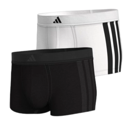Onderbroek Adidas Men Active Flex Cotton 3 Stripes Trunk Black / White (2-Pack)