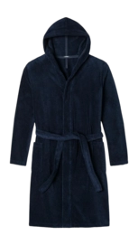 Accappatoio lungo Schiesser Essentials, Donna, Cotone, con cappuccio, Blu Navy