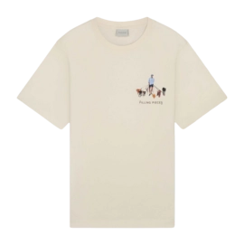 T-Shirt Filling Pieces Men Dog Walker Antique White