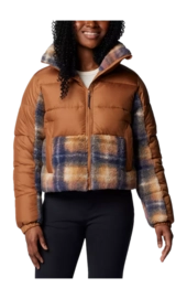 Jas Columbia Women Leadbetter Point II Print Sherpa Hybrid Camel Brown