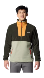 Columbia Men Sequoia Grove Half Zip Sweatshirt Fleece Greenscape/Sun
