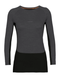 Ondershirt Icebreaker Women ZoneKnit 200 LS Crewe Jet Heather Black Metro Heather Carbon