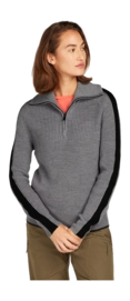 Pull Icebreaker Femme Lodge LS Demi Zip Pull Gritstone Heather/Black