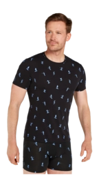 T-Shirt Icebreaker Men Merino 150 Anatomica SS Crewe Ski Day Black/AOP