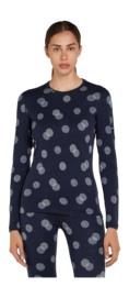 Ondershirt Icebreaker Women Merino 260 Vertex LS Crewe FallFlakes Midnight Navy/Snow