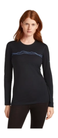 Ondershirt Icebreaker Women Merino 200 Oasis LS Crewe Mountain Pulse Black