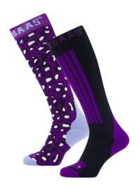 Ski Socks Poederbaas Unisex Panther Purple Multi (2 pack)