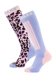 Ski Socks Poederbaas Unisex Panther Pink Multi (2 pack)