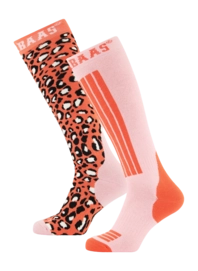 Ski Socks Poederbaas Unisex Panther Orange Multi (2 pack)