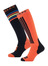 Skisokken Poederbaas Unisex Striped Orange Multi (2 pack)